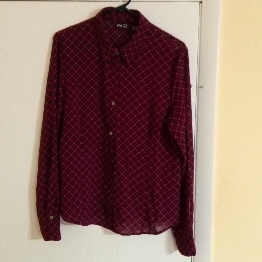 Ny&co pink and black collared shirt XL